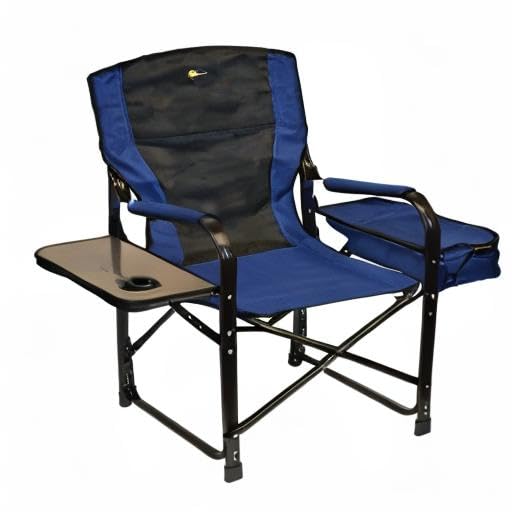 El Capitan Faulkner 49581 Folding Director Chair with Tray and Cooler Bag, Blue/Black (4)