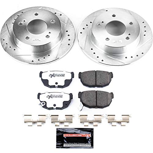 Power Stop K1174-26 Z26 Carbon Fiber Brake Pads Rear with Drilled & Slotted Brake Rotors Kit For Nissan 240SX 1994-1998 [Vehicle Specific]