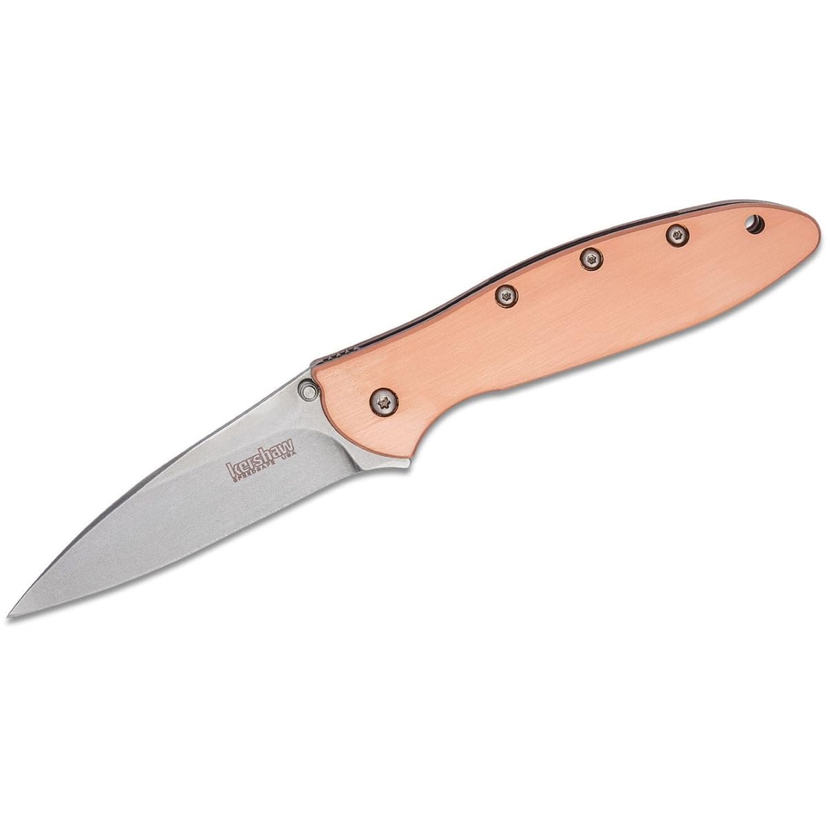 Kershaw Copper Leek Folding Pocket Knife, 3-Inch Blade with SpeedSafe Assisted Opening, Liner Lock (1660CU)