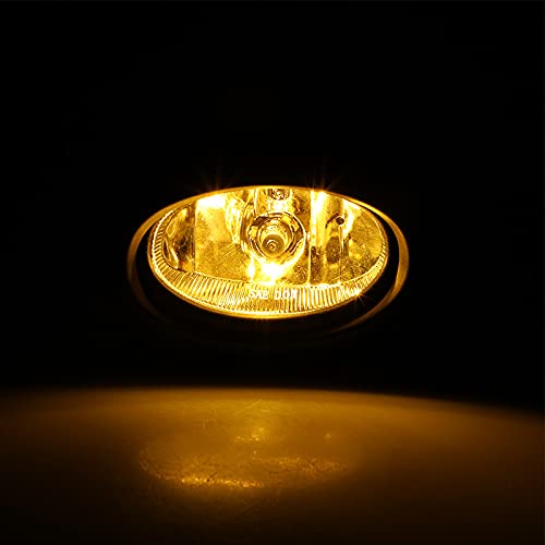 Fog Lights Winjet Compatible With 2006-2008 Honda Civic | Polycarbonate Resin Yellow With Wiring Kit Foglight Foglamp Lamps | 2007
