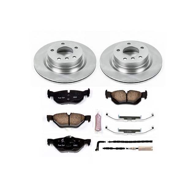 Power Stop KOE044 Rear Replacement Brake Kit-OE Brake Rotors & Ceramic Brake Pads and 1 Rear Sensor Wire For BMW 325i 2006, 2007-2010 BMW 328i [Model Specific]