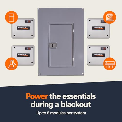 7000 Generac 50 Amp Load Manager - Efficient Load Prioritization and Wire-Free Technology for Reliable Power Management - Lock-Feature and LED Status Display for Convenient Operation - Gray