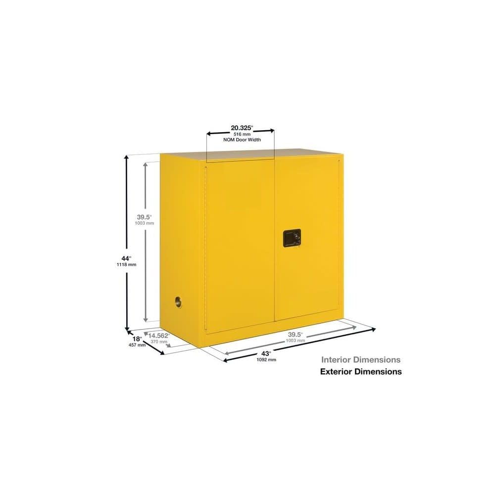 Sure-Grip Justrite 893024 Pesticides Cabinet, Self-Close, 30 Gal, Green