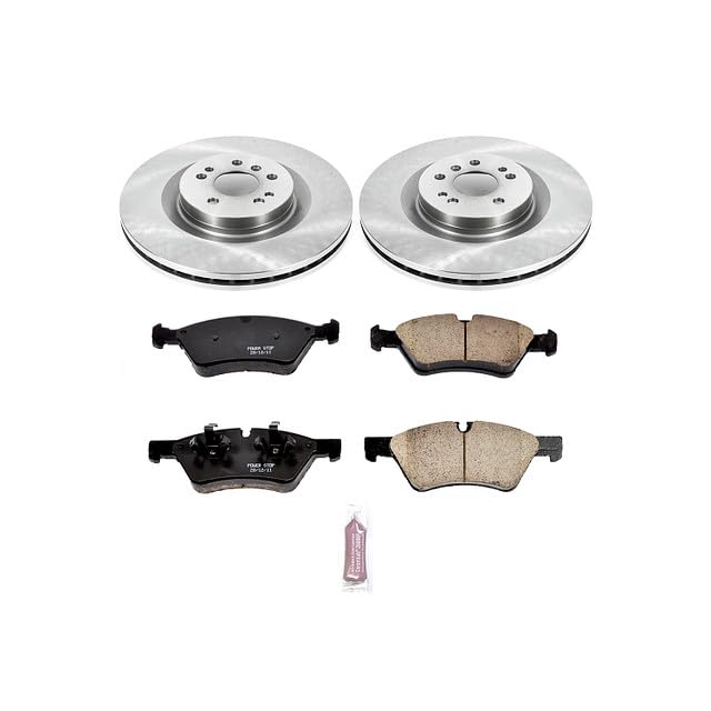 POWERSTOP Autospecialty KOE6706 Front Replacement Brake Kit-OE Brake Rotors & Ceramic Brake Pads and 1 Front Sensor Wire For GL320, GL350, GL450, GL550, ML550, R320, R350, R500 [Model Specific]
