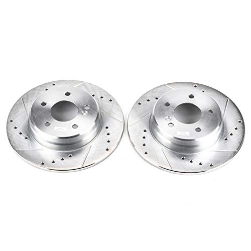 Power Stop Rear EBR491XPR Drilled & Slotted Rotor Pair For C230, C240, C280, C320, C350, C36 AMG, CLK320, CLK350, CLK430, E300, E320, E, E430, SLK280, SLK300, SLK350 [Model Specific]