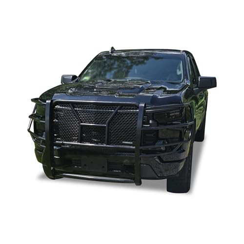 Heavy Duty Black Horse Rugged Grille Guard Modular Black Compatible with 2019-2021 Chevrolet Silverado 1500-RU-CHSI19-B