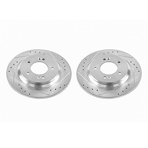Power Stop Rear Drilled and Slotted Rotor Pair For Az, Elantra GT, Ioniq, Sonata, Cadenza, Fo, Forte5, Niro, Optima, Soul EV [Model Specific] JBR1712XPR