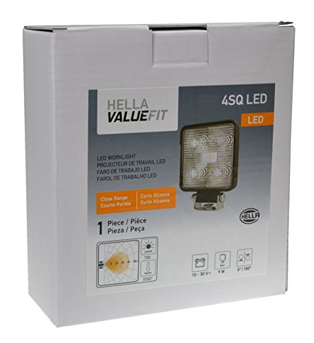 4 Square LED Close Range Worklight HELLA 357107001, Black ValueFit
