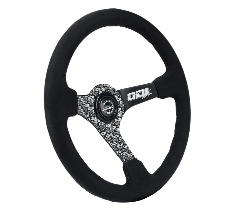 NRG Innovations Reinforced NRG-RST-036MB-ODI Steering Wheel, 3" Deep, 5 mm Spoke with Solid Spokes, Finish Solid Spokes Wrapped in Micro Fiber Finish