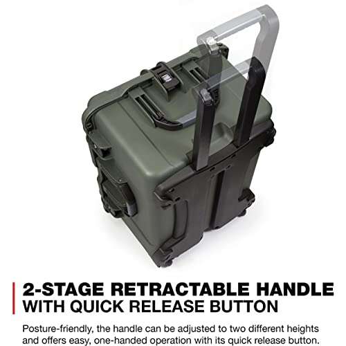 NANUK 960 Wheeled Series Lightweight NK-7 Resin Waterproof Protective Rolling Case with Foam, Olive