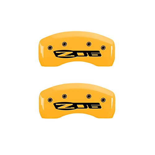 Caliper Covers MGP 13007SCZ5YL (Yellow Powder Coat Finish, Engraved Front: C5/Corvette - Engraved Rear: C5/Z06, Black Characters, Set of 4)