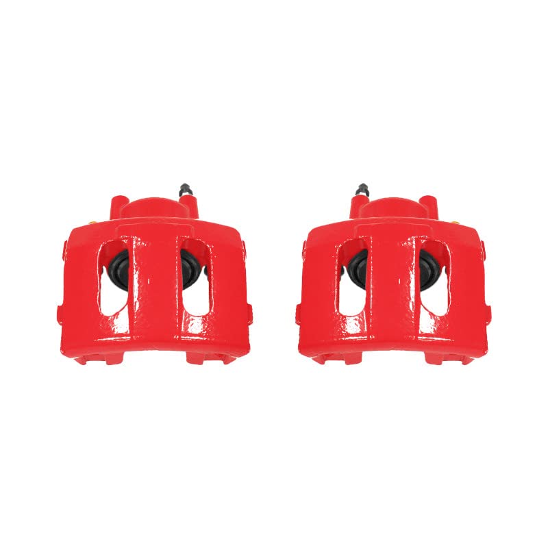 Power Stop S4339 High-Temp Red Powder Coated Front Pair of Calipers For 1991 - 2001 Jeep Cherokee Mid Size XJ | 1993- 1998 Grand Cherokee | 1990 - 2006 Wrangler [Application Specific]