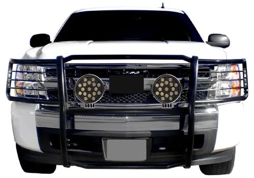 Bumper Guard Black Horse Grille brush Modular Come With pair of 7.0"Dia.LED Lights with Trim Rings Compatible with 2007-2013 Chevrolet Silverado 1500-17A035700A2MA-PLB