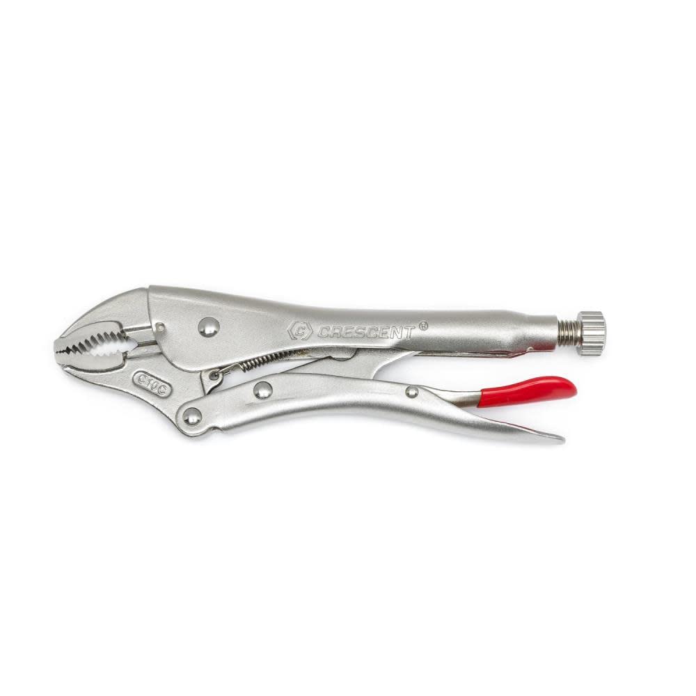 Curved Jaw Crescent Locking Pliers with Wire Cutter - Home DIY & Professional Mechanic Hand Tool for Nuts & Bolts, Cables, Wires - 10" - C10CVN-08