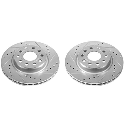 Power Stop Front EBR1289XPR Evolution Drilled & Slotted Rotor Pair For Volkswagen Jetta 2011-2015 [Model Specific]