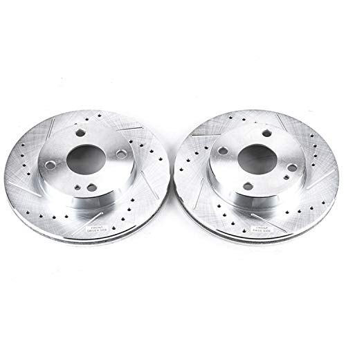 Power Stop Front JBR543XPR Drilled & Slotted Rotor Pair For Mazda Miata 1990-1993 [Model Specific] Evolution
