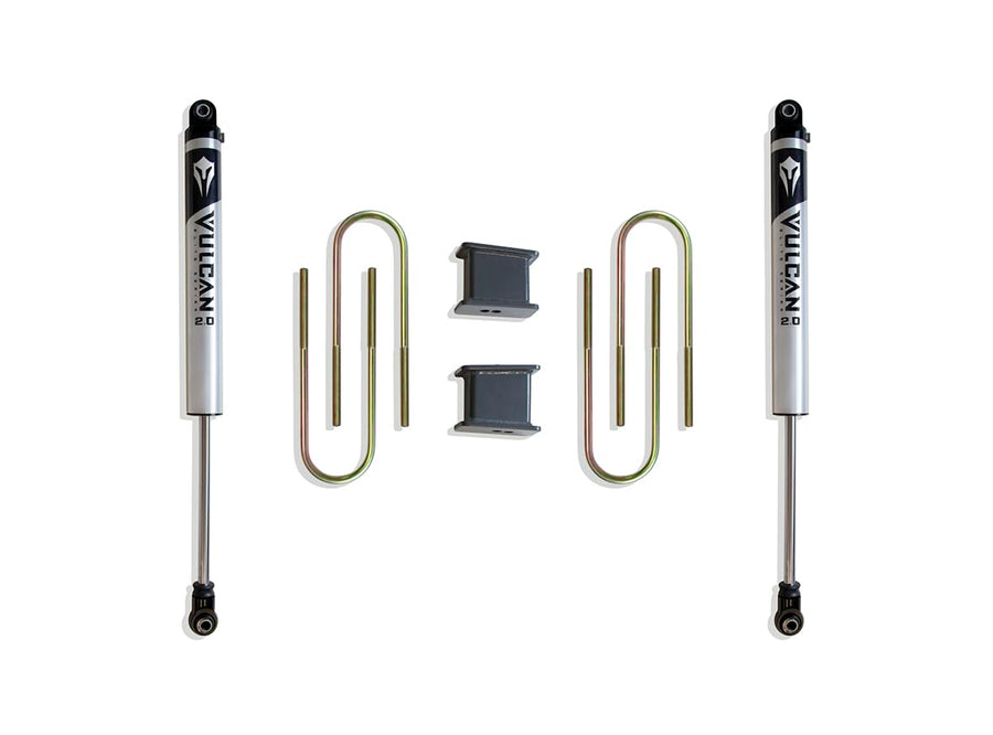 Part# 902140V MAX TRAC SUSPENSION'S is A Rear Box KIT Including 4" Lift Blocks, U-Bolts & A Pair of Vulcan Series Shocks