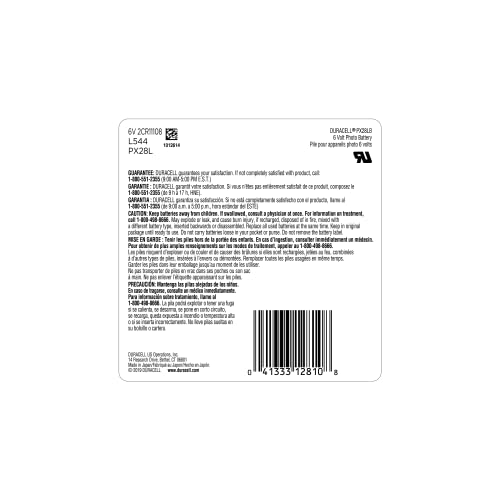 28L Duracell 6V Lithium Battery, 1 Count Pack, 28L 6 Volt High Power Lithium Battery, Long-Lasting for Video and Photo Cameras, Lighting Equipment, and More