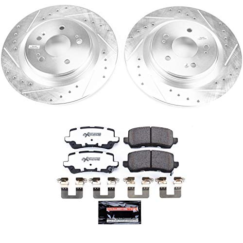 Power Stop K7903-26 Z26 Carbon Fiber Brake Pads Rear with Drilled & Slotted Brake Rotors Kit For Honda Odyssey 2018-2020 [Model Specific]