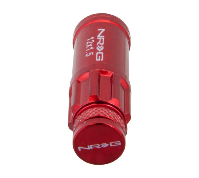 700 Series NRG M12 X 1.5 Steel Lug Nut w/Dust Cap Cover Set 21 Pc w/Locks & Lock Socket - Red