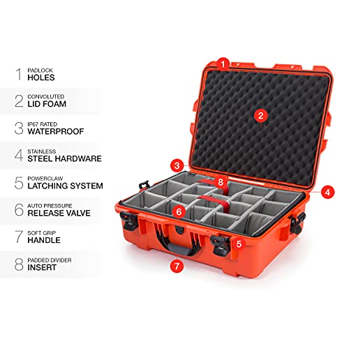 Waterproof Nanuk 945 Hard Case with Padded Dividers - Orange