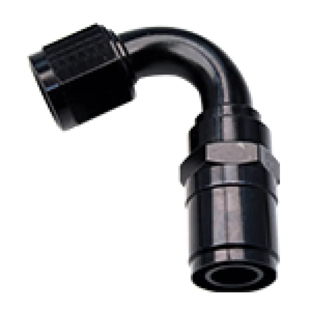 Fragola Hose End Fitting, Crimp-On, 120 Degree, 10 an Hose Crimp to 10 an Female, Aluminum, Black Anodize, Each