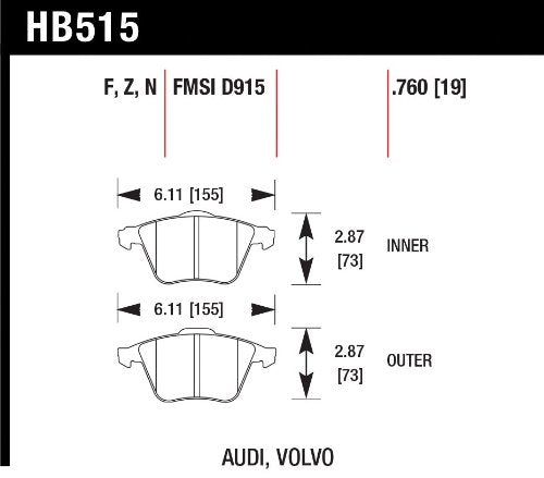 Hawk HPS High Performance Street Brake Pads HB515F.760