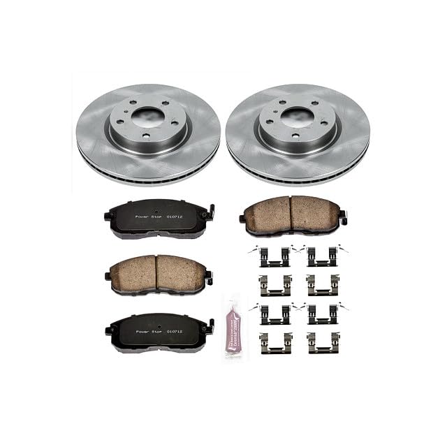 POWERSTOP Autospecialty KOE3140 Front Replacement Brake Kit-OE Brake Rotors & Ceramic Brake Pads For INFINITI G35 2003-2005, Nissan 350Z 2003-2005 [Model Specific]