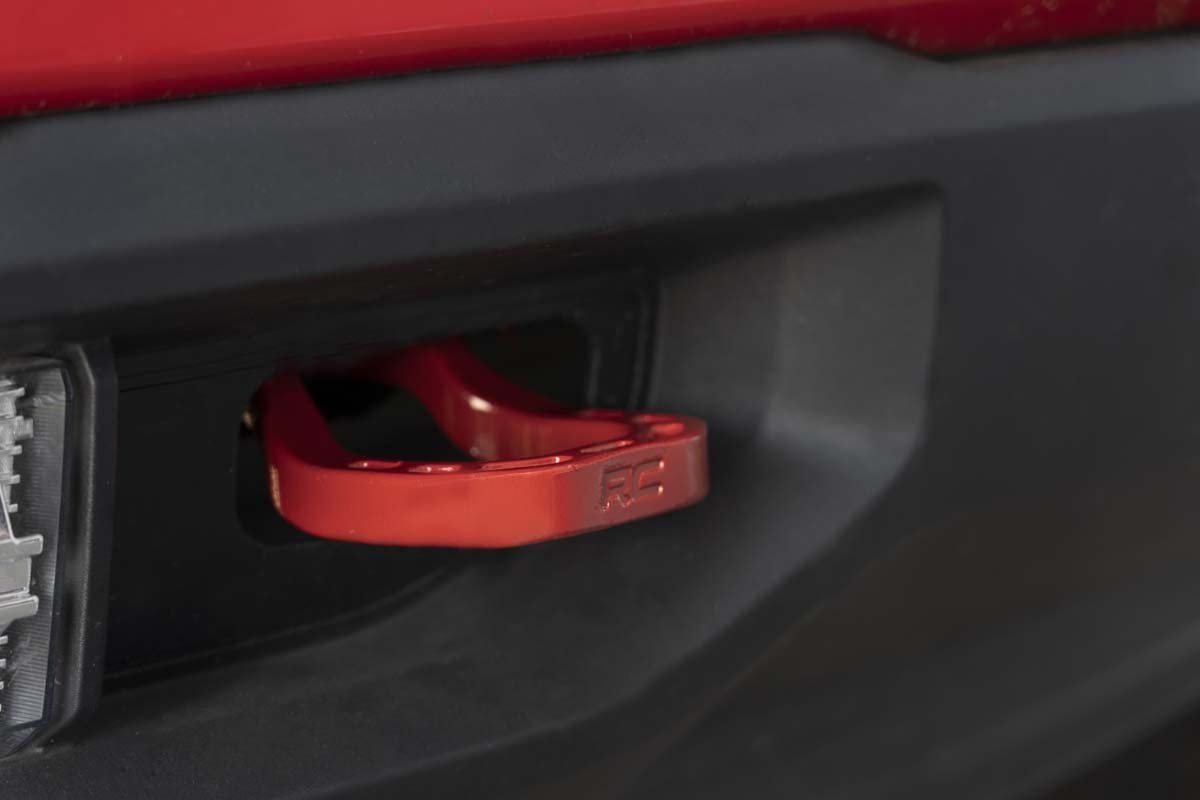 Rough Country Forged Upgraded Tow Hooks (fits) 2019-2020 Chevy Silverado 1500 | Replaces OEM | Red | RS132 , Black