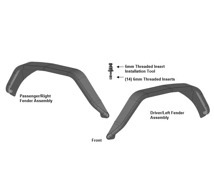 Full Set Black Horse Tubular FENDER FLARES & Inner FENDER FLARES Liners - Front & Rear Matte Black Compatible with 2020-2023 Jeep Gladiator-TIFR20G