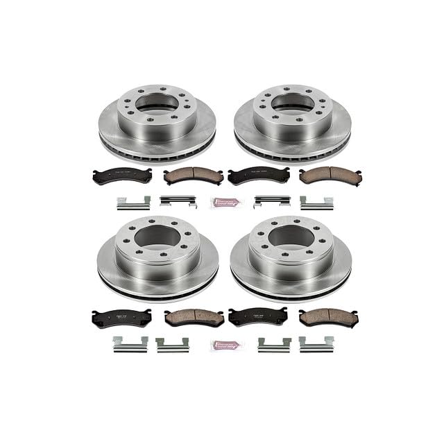 POWERSTOP Front and Rear KOE2073 Autospecialty Replacement Brake Kit with Brake Rotors and Ceramic Brake Pads For Chevy Avalanche 1500 Silverado 2500HD 3500HD | GMC Sierra 2500HD 3500HD