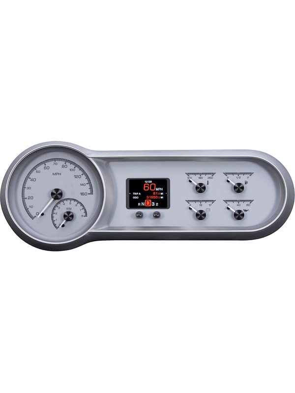Dakota Digital HDX-53C-S Gauge Instrument System Compatible with 1953-54 Chevy Car Silver Alloy
