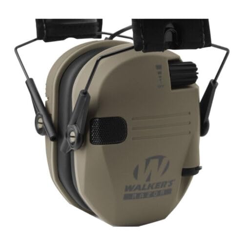 Walkers Razor Slim Shooter Electronic Ear Protection Folding Muffs, Tan Patriot