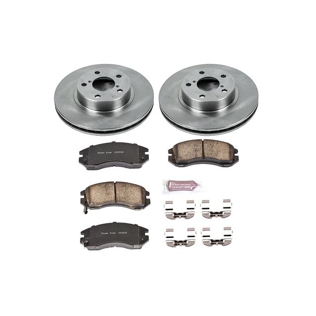 Power Stop Autospecialty KOE443 Front Replacement Brake Kit-OE Brake Rotors & Ceramic Brake Pads For Subaru Impreza 1993-1996, Subaru Legacy 1990-1996 [Model Specific]