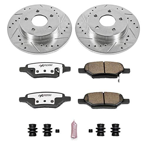 Power Stop K1616-26 Z26 Carbon Fiber Brake Pads Rear with Drilled & Slotted Brake Rotors Kit For Cobalt, HHR, Malibu, Pontiac G5, Pontiac G6, Aura, Ion [Model Specific]