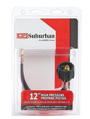 LP-PT12F Suburban 12-Inch Pigtail Type 1 Acme Nut with 1/4-Inch Inverted Flare for Safe and Easy Propane Gas Transfer in Your RV or Motorhome