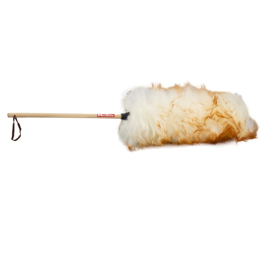 Maxshine 100% Lambswool Universal Detailing Duster with Wooden Handle | Premium Ultra-Soft High-Density Wool Head (3.5”) | Gentle Car Cleaning Brush for Dusting Interior & Exterior Surfaces