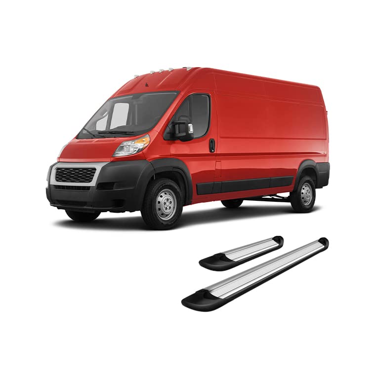 Transporter Black Horse Running Boards Silver Compatible with 2014-2025 Ram ProMaster 1500|2014-2025 Ram ProMaster 2500|2014-2025 Ram ProMaster 2500|2014-2025 Ram ProMaster 3500-TR-D13596S