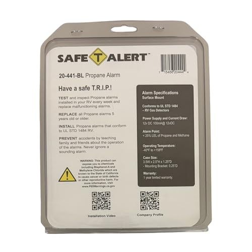 20 Series Safe T Alert Mini LP Gas Alarm - Propane Alarm - Black, Surface Mount - 20-441-P-BL