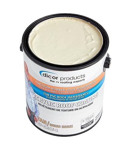 Dicor EPDM Roof RP-CRCT-1 Acrylic Coating - 1 Gallon - Tan - Long-Lasting and Durable