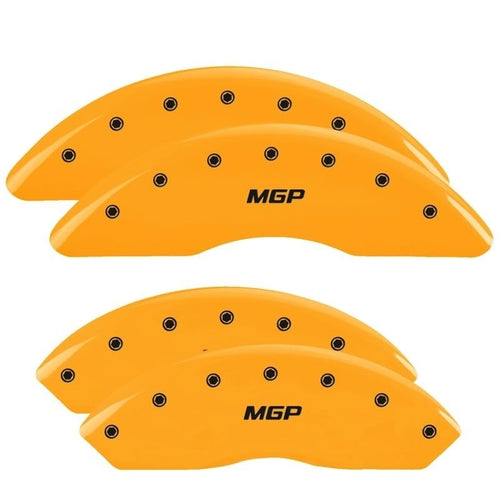 MGP Yellow Powder Coat Finish Caliper Covers 41114SMGPYL, Black Characters, Set of 4