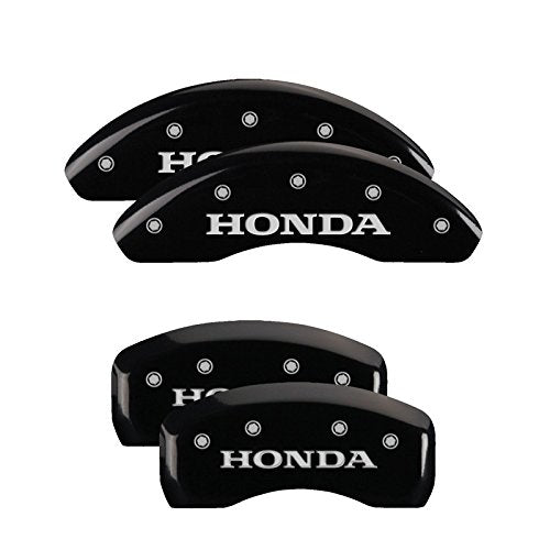 MGP Caliper Covers Black Powder Coat Finish 20107SHONBK Engraved Caliper Cover with Silver Characters, Set of 4 "Honda"