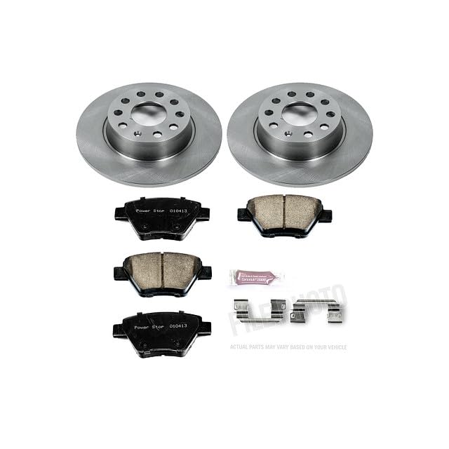 Power Stop KOE5667 Rear Replacement Brake Kit-OE Brake Rotors & Ceramic Brake Pads For Audi A3, Audi A3 Quattro, VW Beetle, VW Eos, VW GTI, VW Golf, VW Jetta, VW Passat [Model Specific]