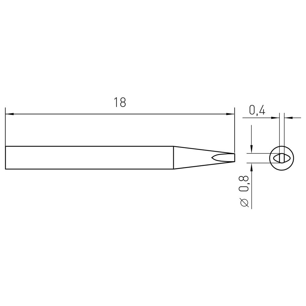 Weller Chisel Tip T0054462399N Cartridge,RT9MS,.8X0.4MM, Black