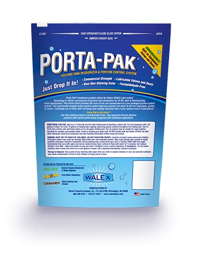 Walex Black Porta-Pak Holding Tank Deodorizer & Portion Control System Drop-Ins - Rapid Breakdown of Waste & Paper, Odor Prevention, Cleans Tank & Sensors - Fresh Scent, 10-Pack