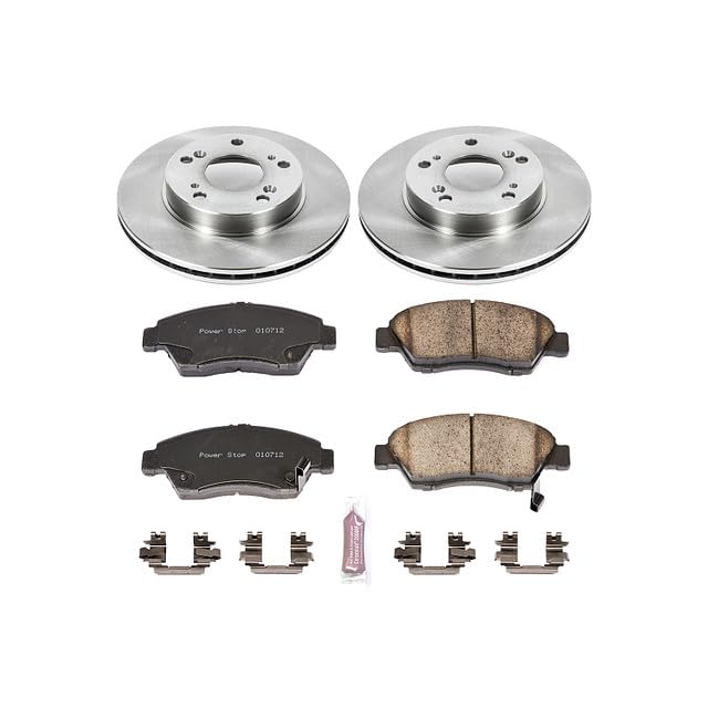 Power Stop Autospecialty KOE2386 Front Replacement Brake Kit-OE Brake Rotors & Ceramic Brake Pads For Acura RSX 2002-2006 | Honda Civic 2004-2005 [Vehicle Specific]