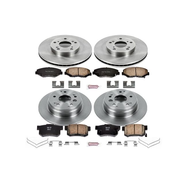 POWERSTOP Autospecialty KOE5389 Front and Rear Replacement Brake Kit-OE Brake Rotors & Ceramic Brake Pads [Application Specific] For Honda Element 2003-2011 [Model Specific]