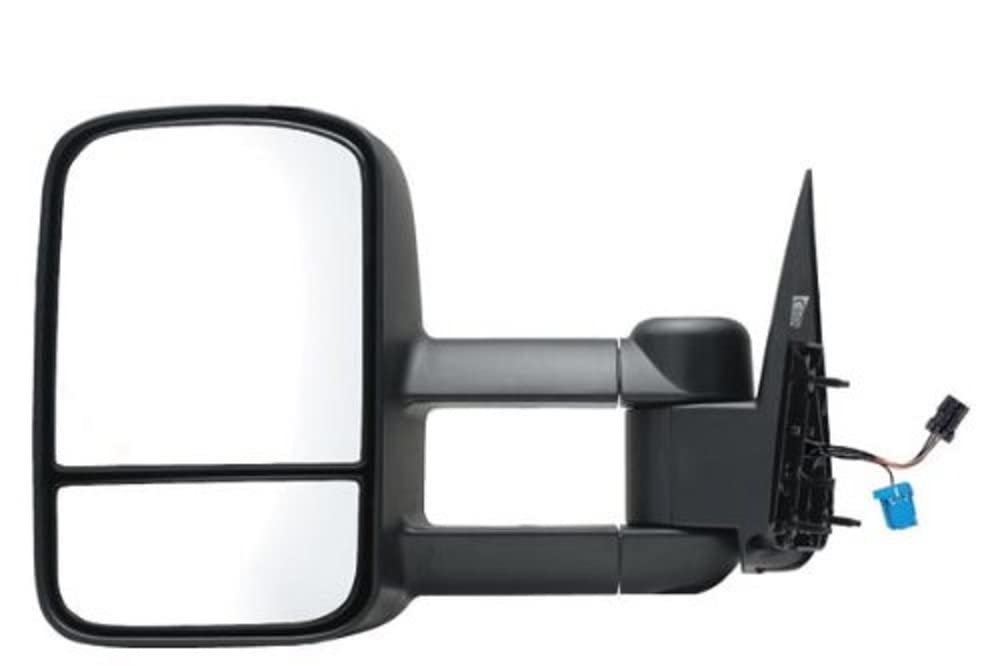 K Source Extendable Passenger Side Towing Mirror For 2003 - 2007 Escalade, Avalanche, Suburban, Tahoe, Yukon, Silverado, Sierra, Silverado/Sierra Classic. Textured Black, Power Heated, Manual, Dual Lens, Foldaway
