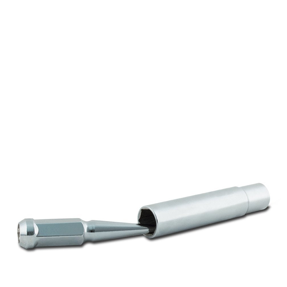 Spiked Metal Lugz Chrome 1/2" Thread 4.4" Overall Length kit Contains 25 Lugs & 1 Key