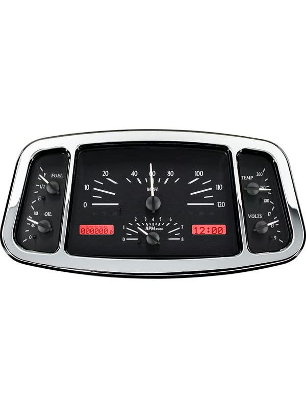 VHX-33F-K-R Dakota Digital Analog Dash Gauge System Compatible with Ford 1933-34 Car Black Alloy Red Backlighting